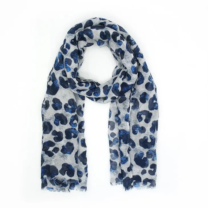 Blue Flower Printed Scarf S005