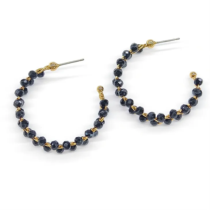 Black Beads Hoop eyrnalokkar