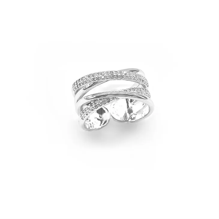 Silfur spólu burstaðir hringir