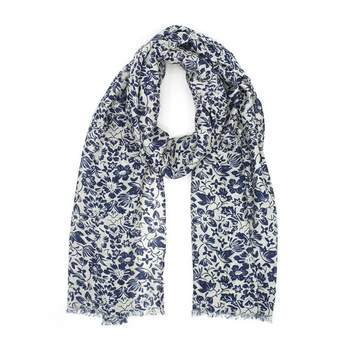 Navy Floral Print trefil S075
